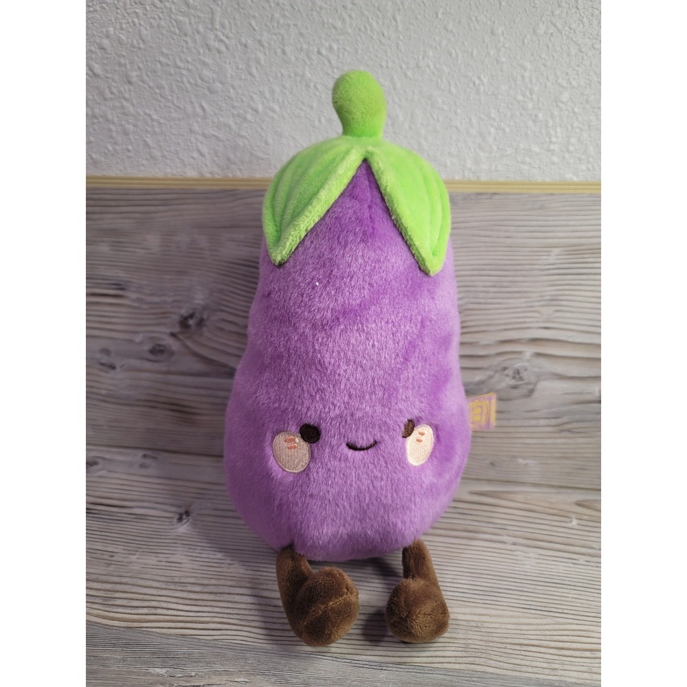 Honeymaru Edward the eggplant plush toy 8in soft and cuddly.